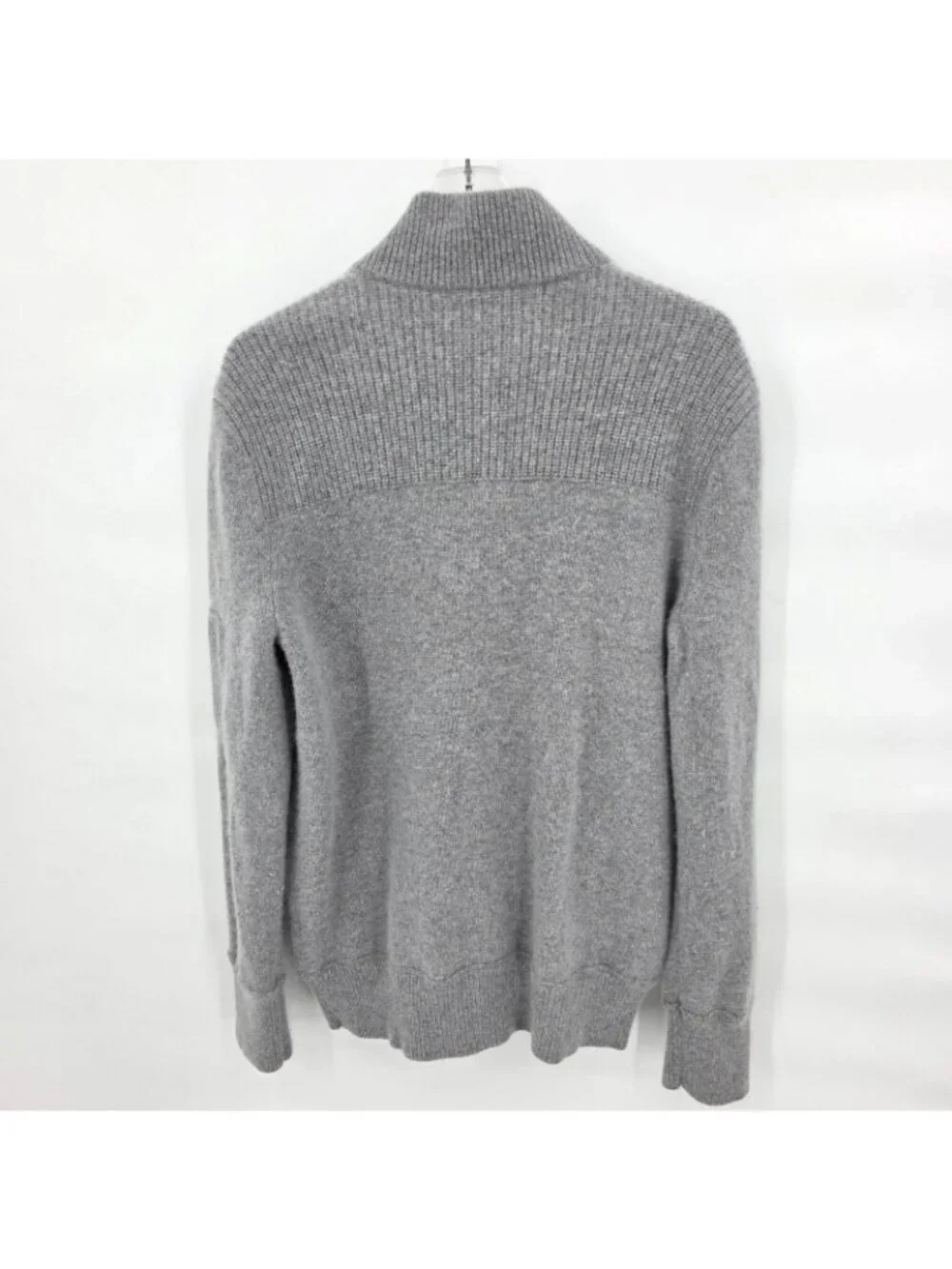 Banana Republic Sweater Mens L Gray Merino Wool Blend Full Zip Pockets Cardigan
